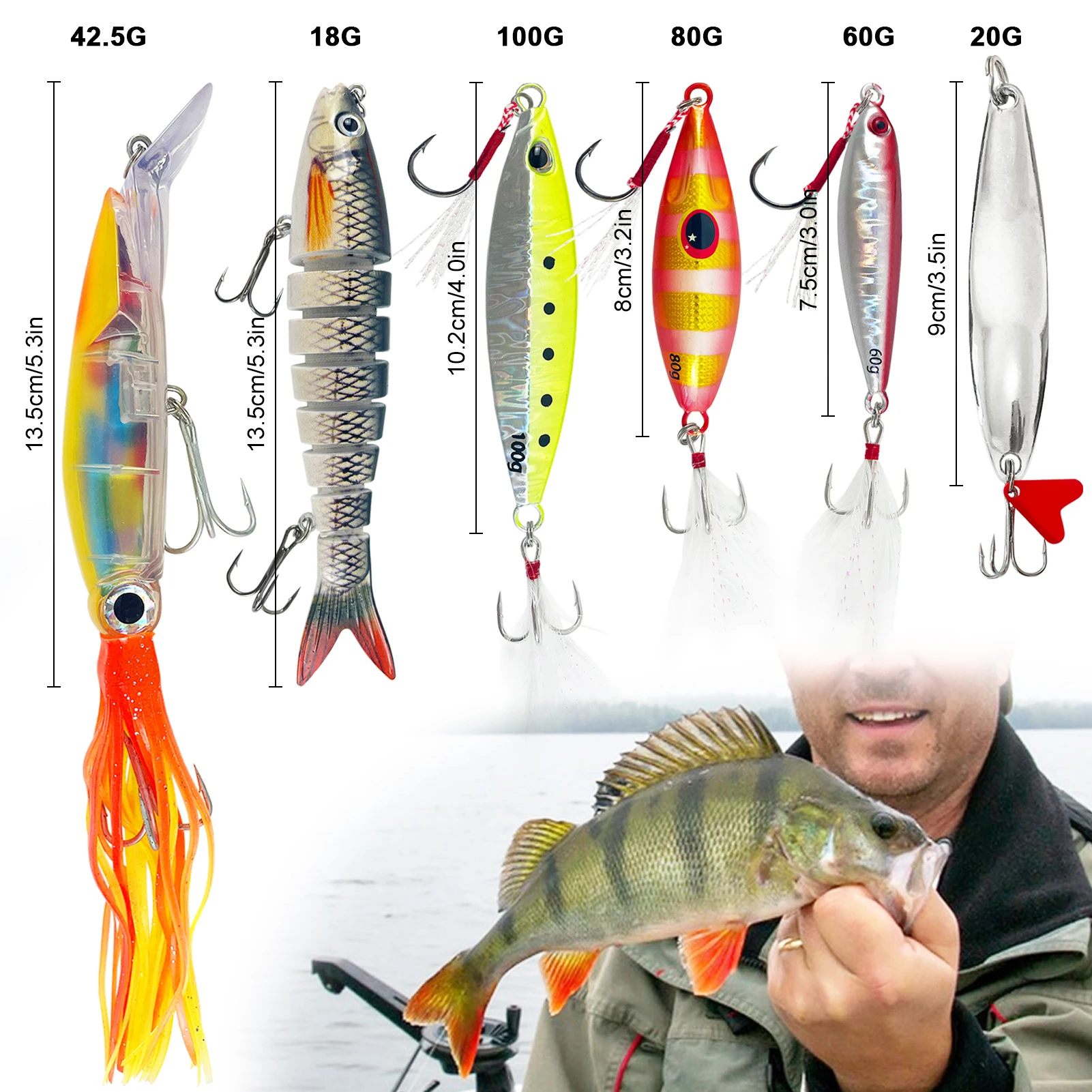 Kit de señuelos calamar FREE FISHER mixtos marinos que se hunden - imagen 4