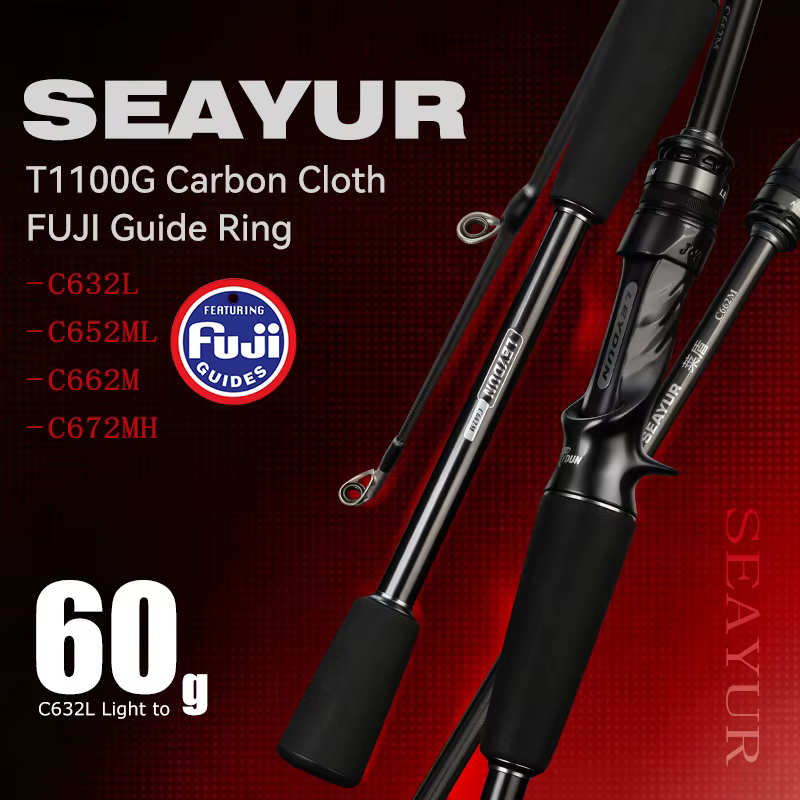 Leydun SEAYUR T1100G – Caña de viaje de carbono con anillas Fuji