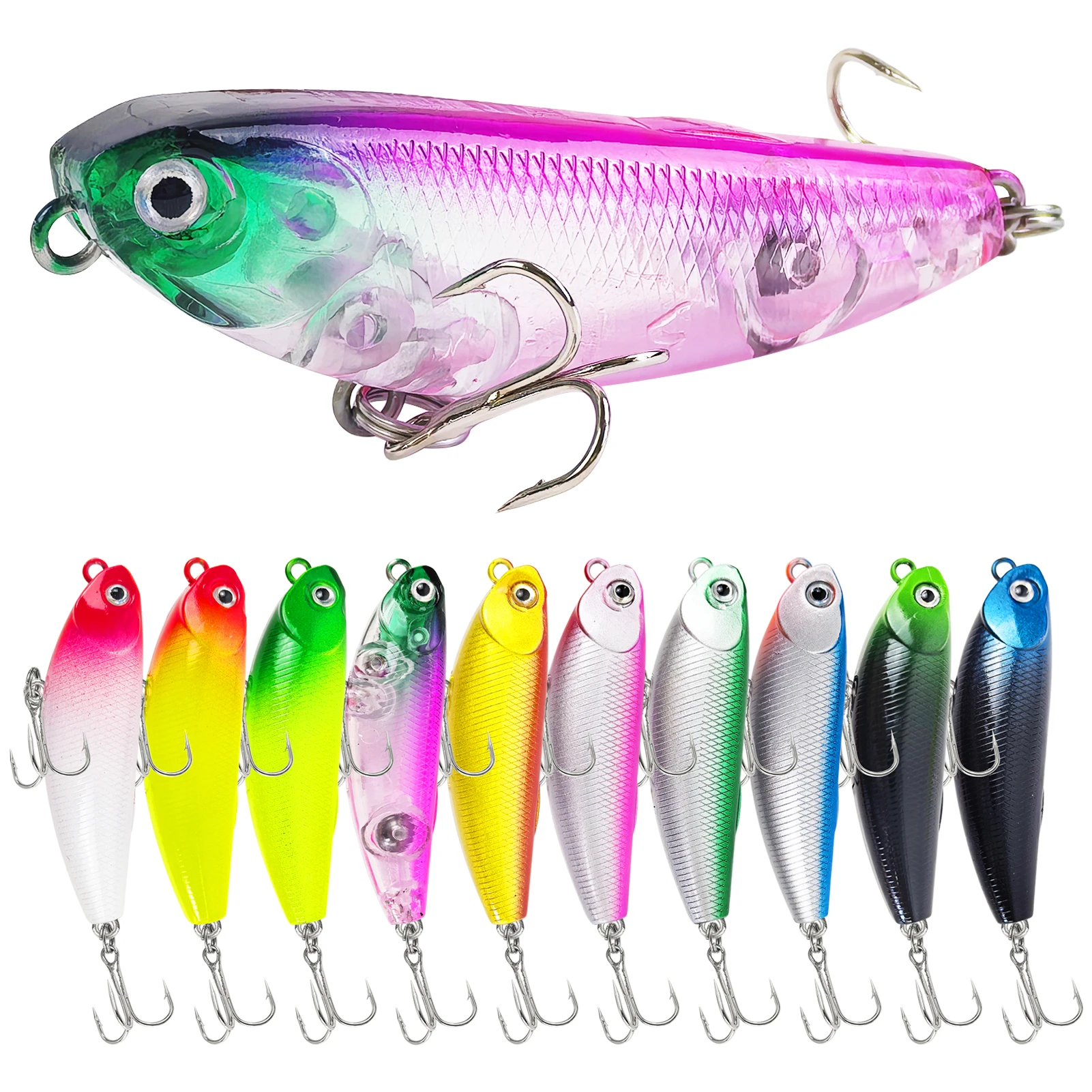 Señuelos duros lápiz Free Fisher con anzuelos triples para agua salada - imagen 5