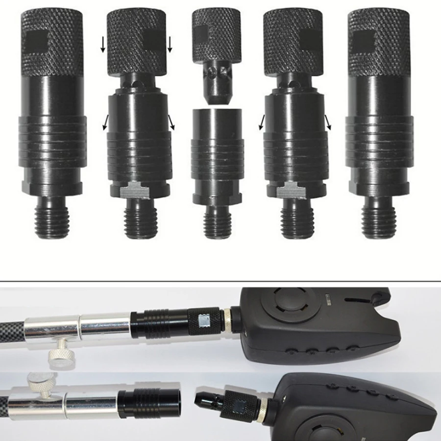 Adaptador rápido metálico de soporte y alarma para pesca