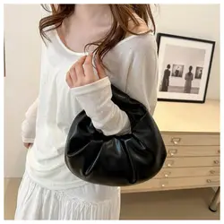 Bolso de hombro cuero PU gran capacidad, ligero, color liso