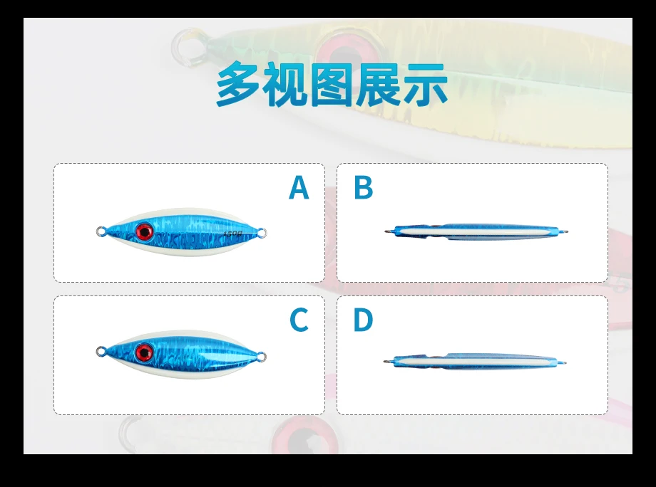 Señuelo en diferentes ángulos mostrando su perfil aerodinámico