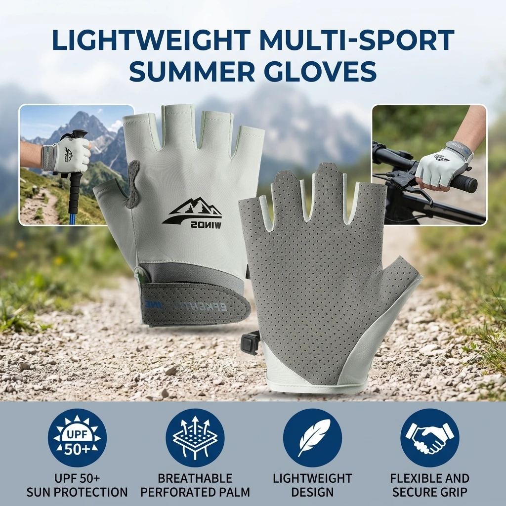 Guantes de pesca medio dedo transpirables UV para verano - imagen 2