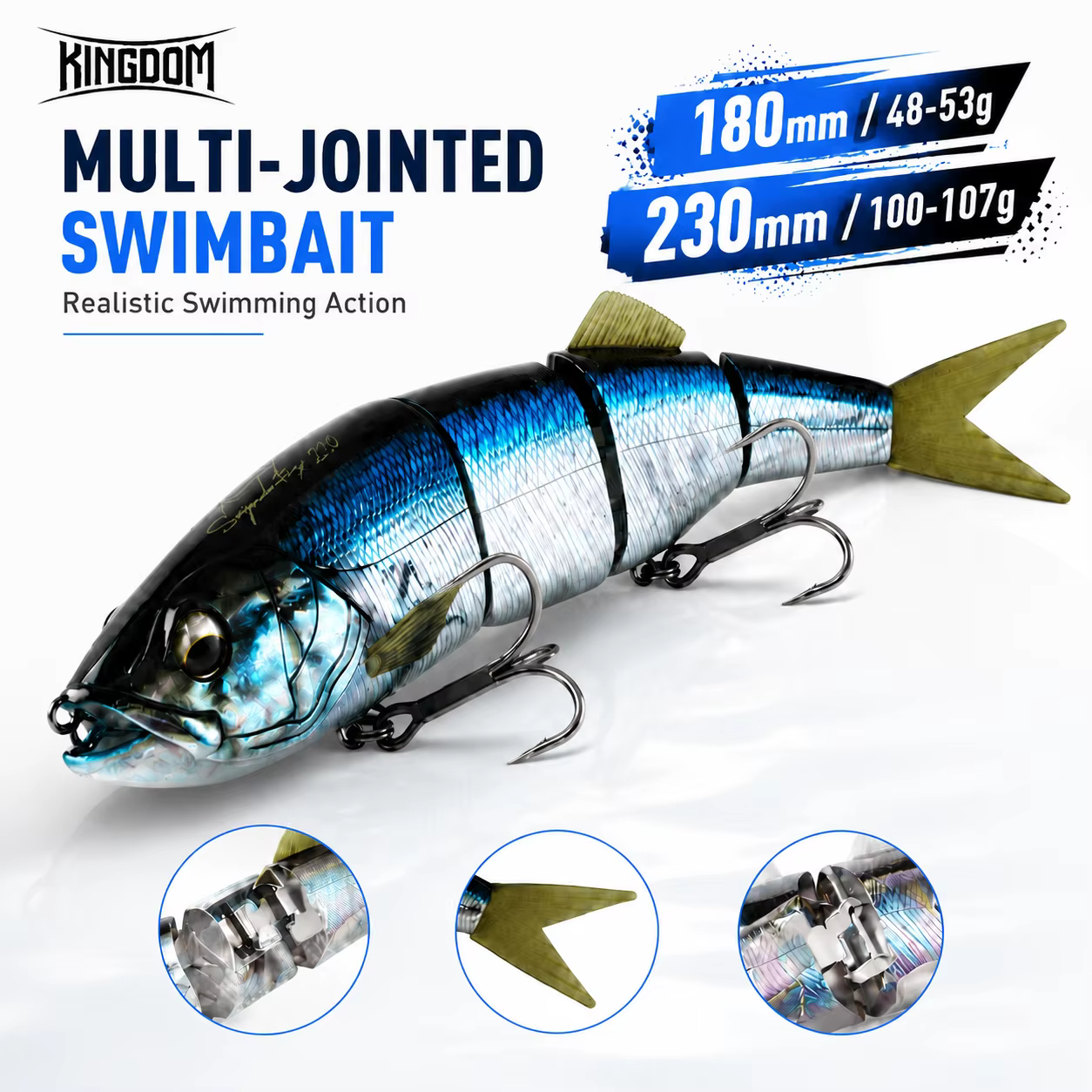Señuelo Multiarticulado Kingdom 180mm – Wobbler Flotante y Hundible - imagen 4