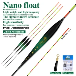 Nano Vertical Bobber – Kit flotadores de pesca con anzuelos y soporte