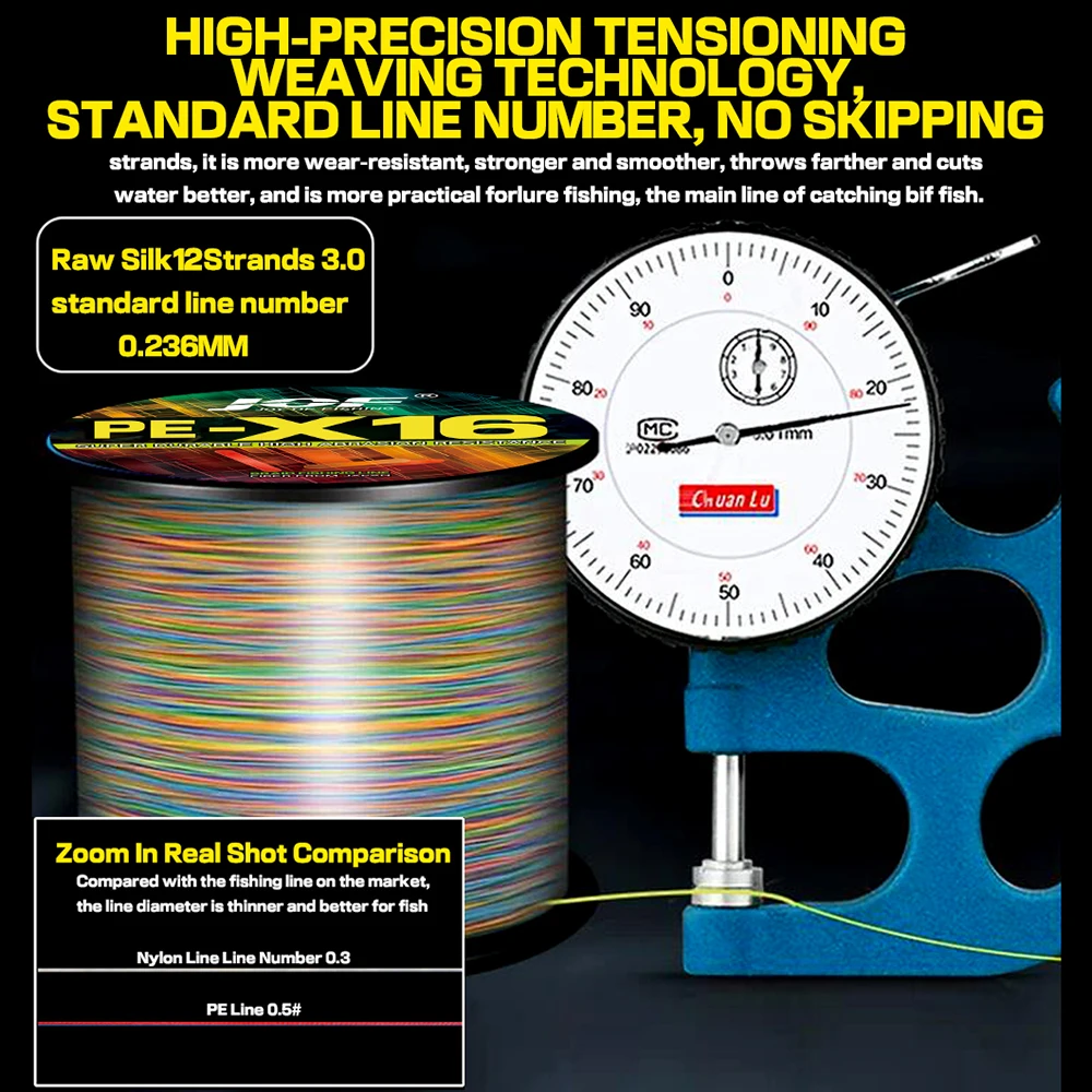 JOF Sedal Trenzado PE 16 hebras – Resistencia 25-200 lbs mar - imagen 5