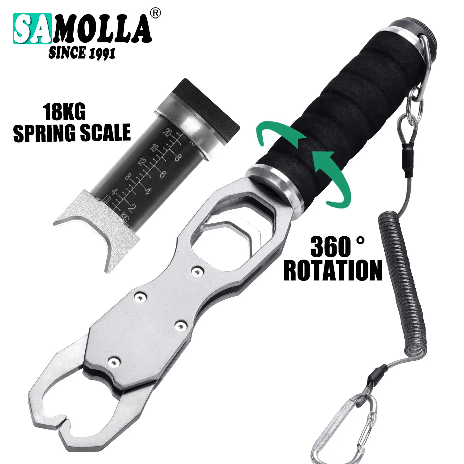 SAMOLLA Alicates de Pesca y Báscula Resorte Ajustable Agua Salada