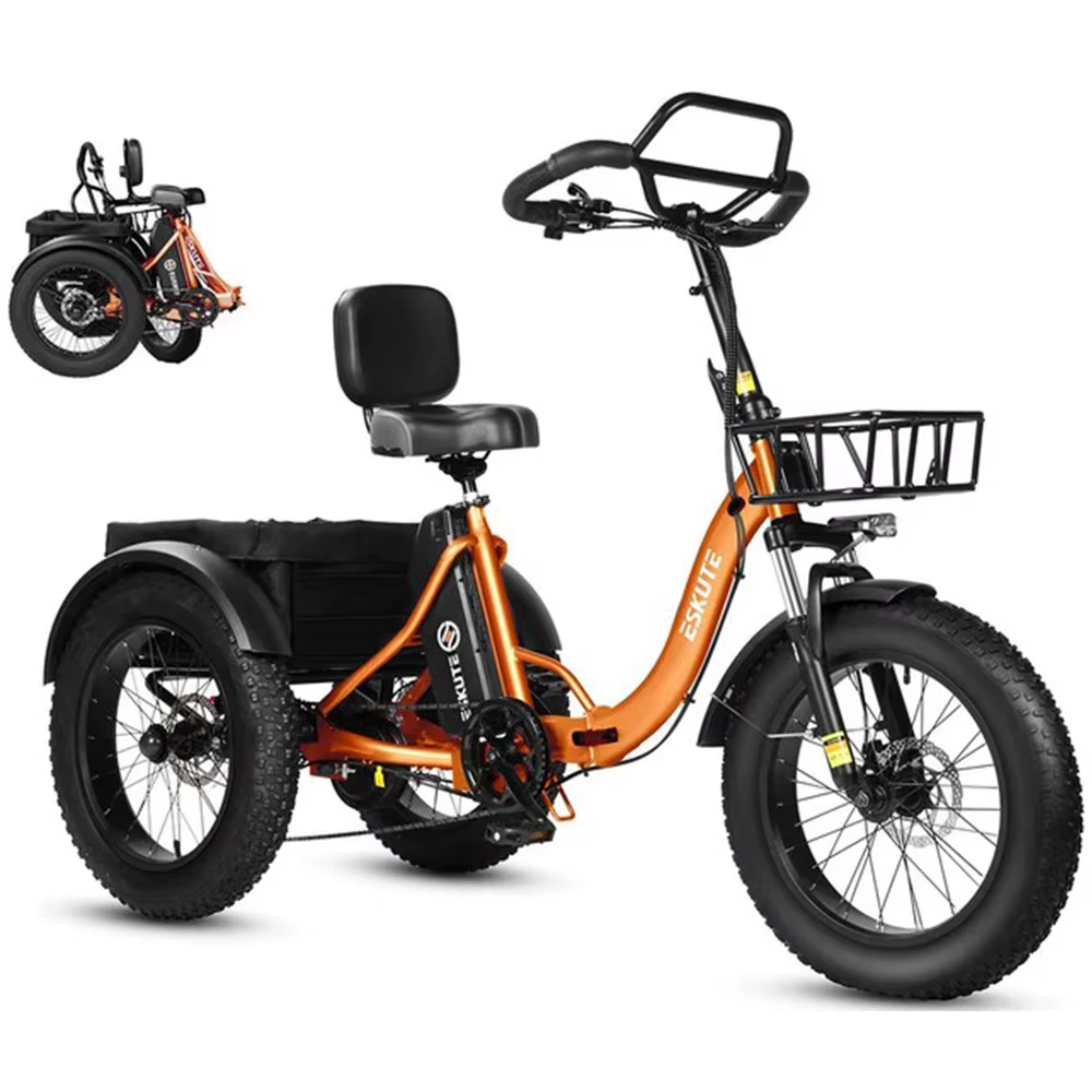 Triciclo eléctrico plegable carga 20" 500W 48V 20.8Ah naranja - imagen 5