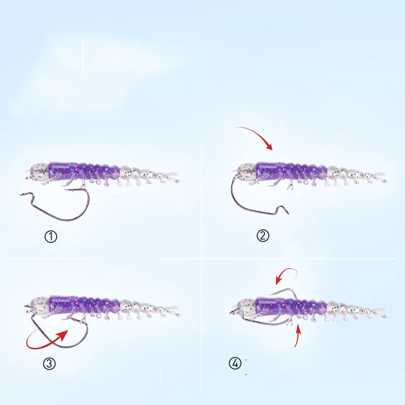 Señuelo flotante ciempiés PVC TPR con lentejuelas láser - imagen 5
