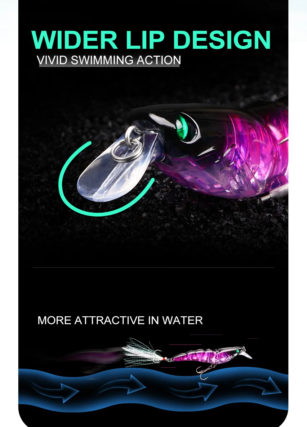 Weihe Señuelo Camarón – Minnow de Hundimiento Lento con Gancho de Pluma - imagen 3