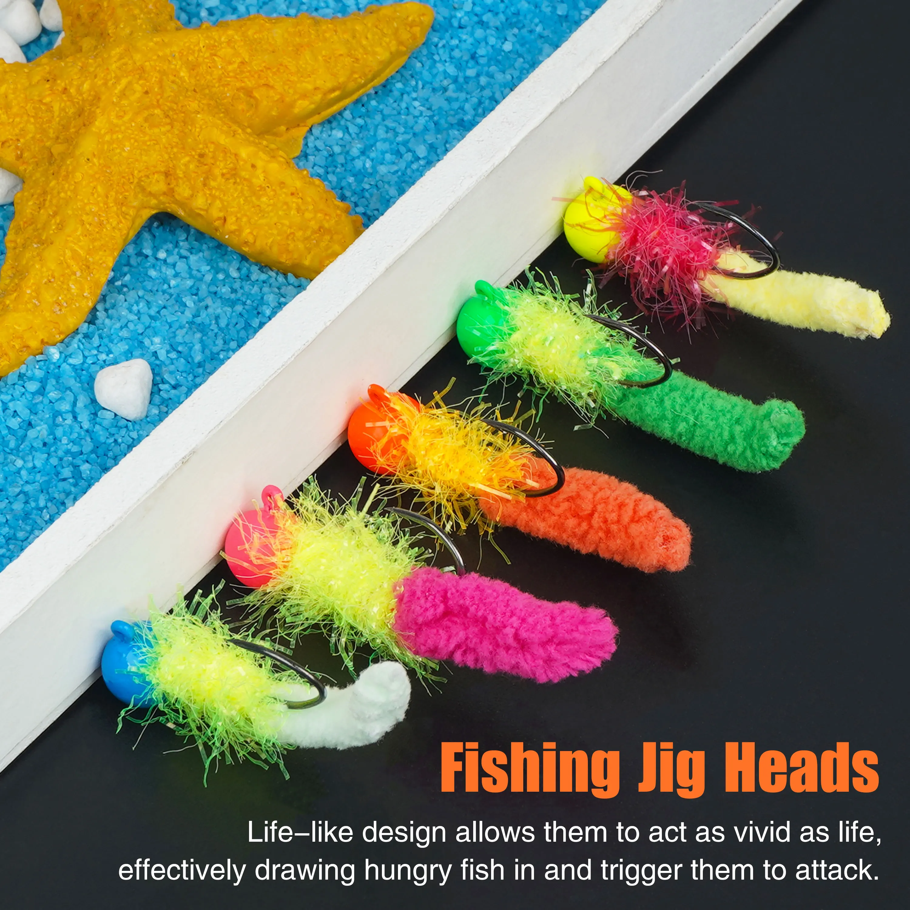 Jigs de marabú atados a mano – pluma ultraligera para pesca en hielo - imagen 4