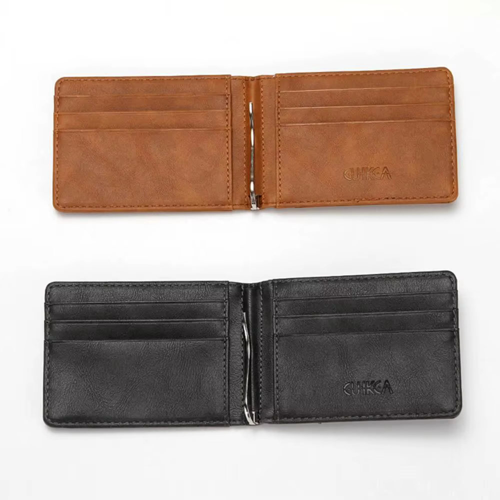 Cartera Antirrobo de Cuero PU Ultrafina para Hombre con Clip para Billetes