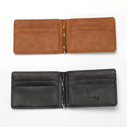 Cartera Antirrobo de Cuero PU Ultrafina para Hombre con Clip para Billetes