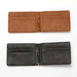 Cartera Antirrobo de Cuero PU Ultrafina para Hombre con Clip para Billetes
