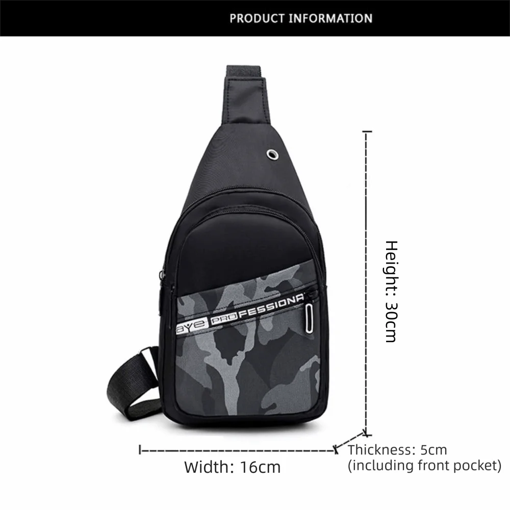 Bolso de pecho impermeable negro con apariencia Oxford