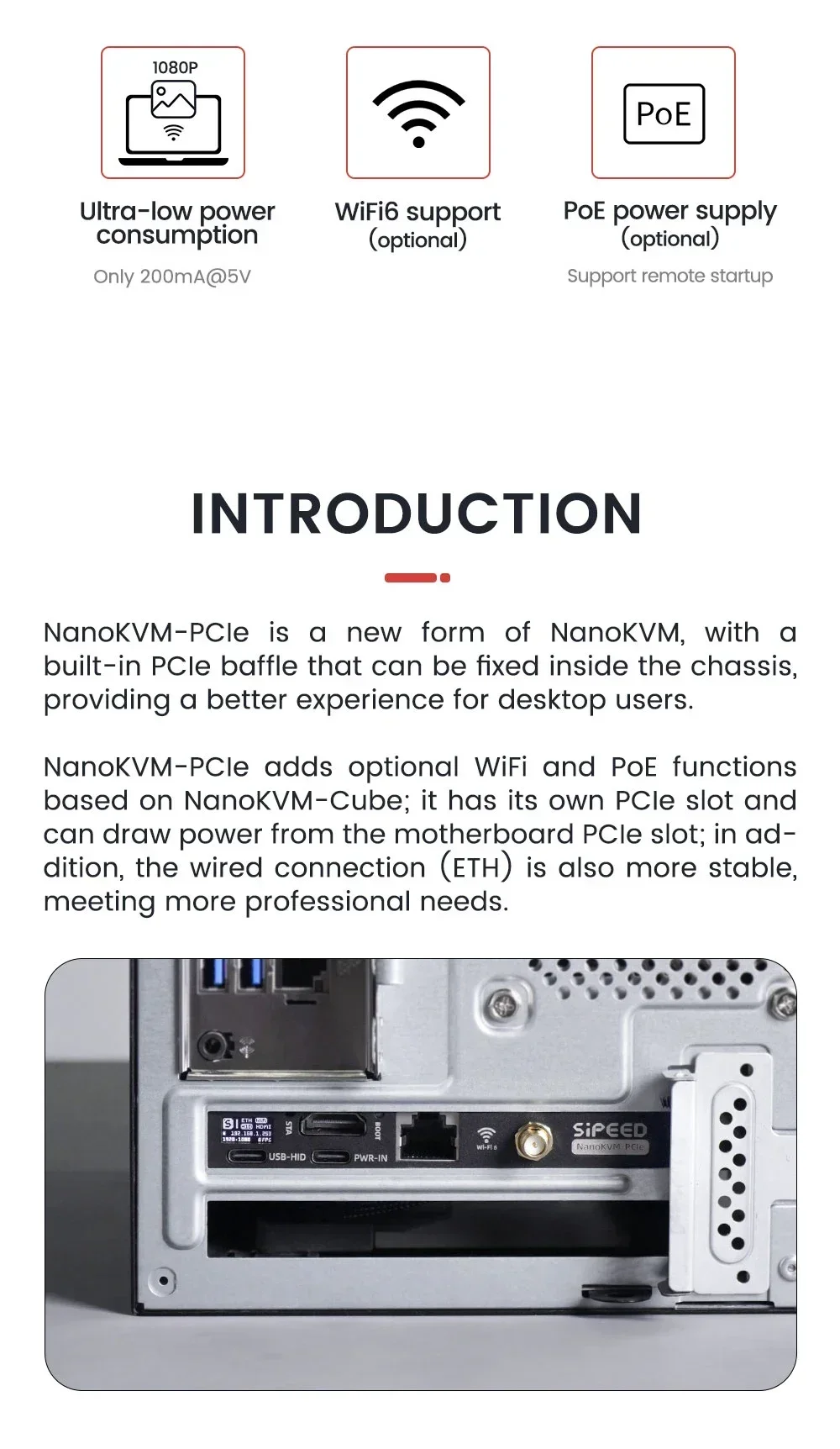 Vista del dispositivo en formato PCIe