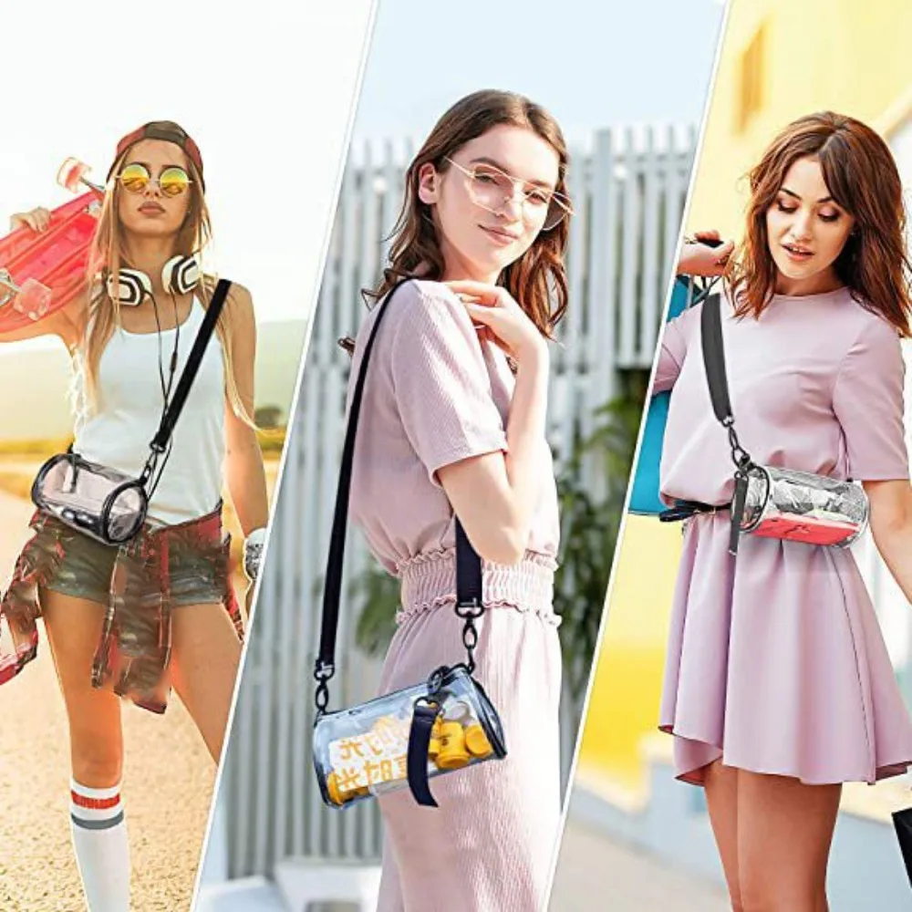 Bolso de hombro PVC transparente tipo cilindro ajustable deportivo - imagen 5
