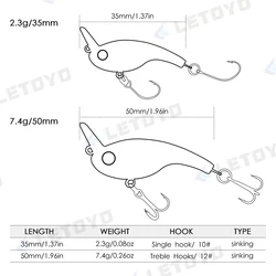 LETOYO Minnow Crankbait - Señuelo hundido lento para lubina y trucha