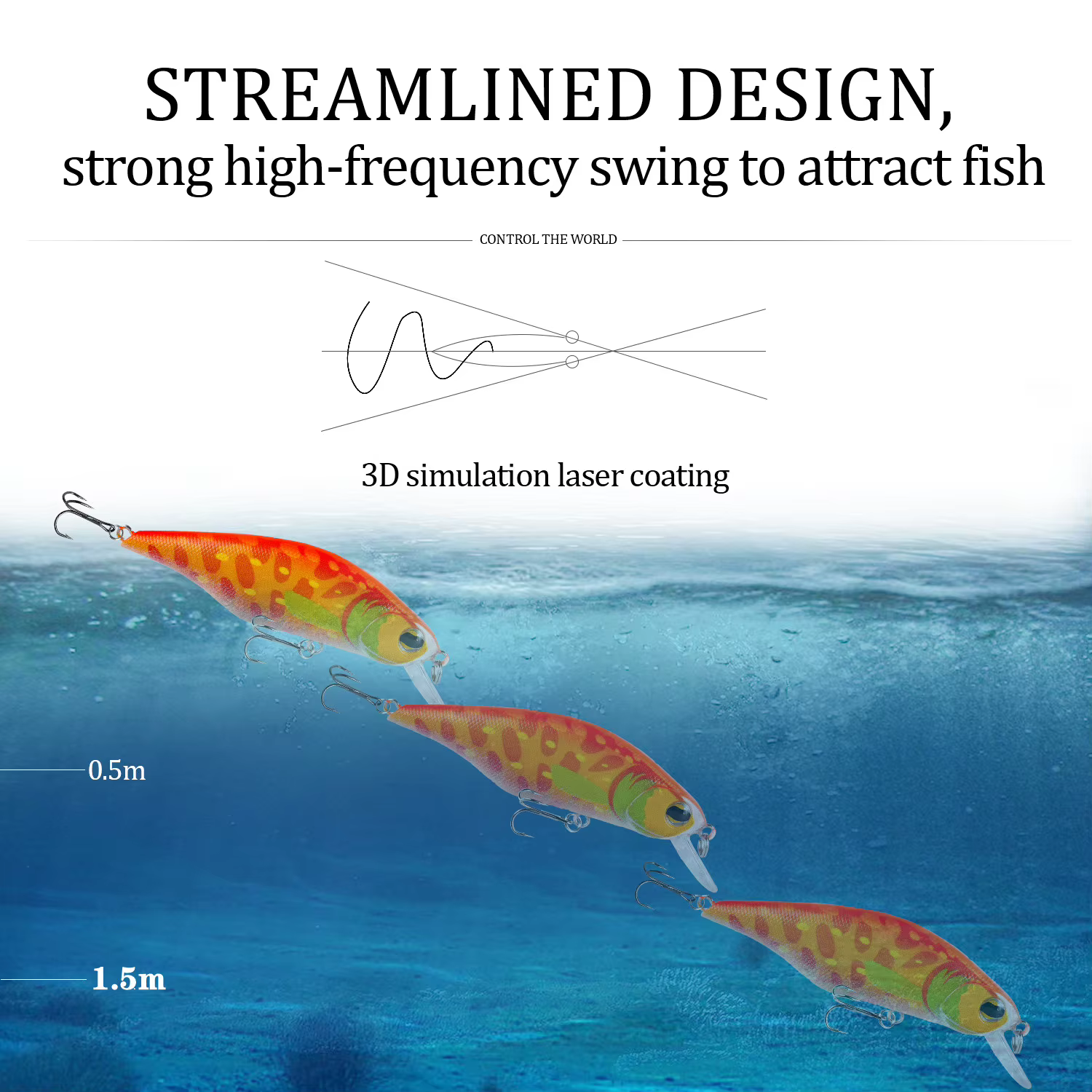 Minnow Flotante Jerkbait Ojos 3D para Carpa y Lucio - imagen 4