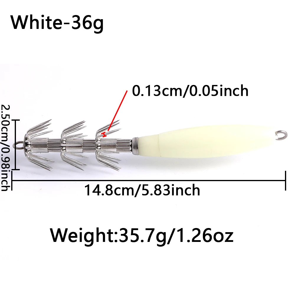 Variedad de pesos del anzuelo de calamar