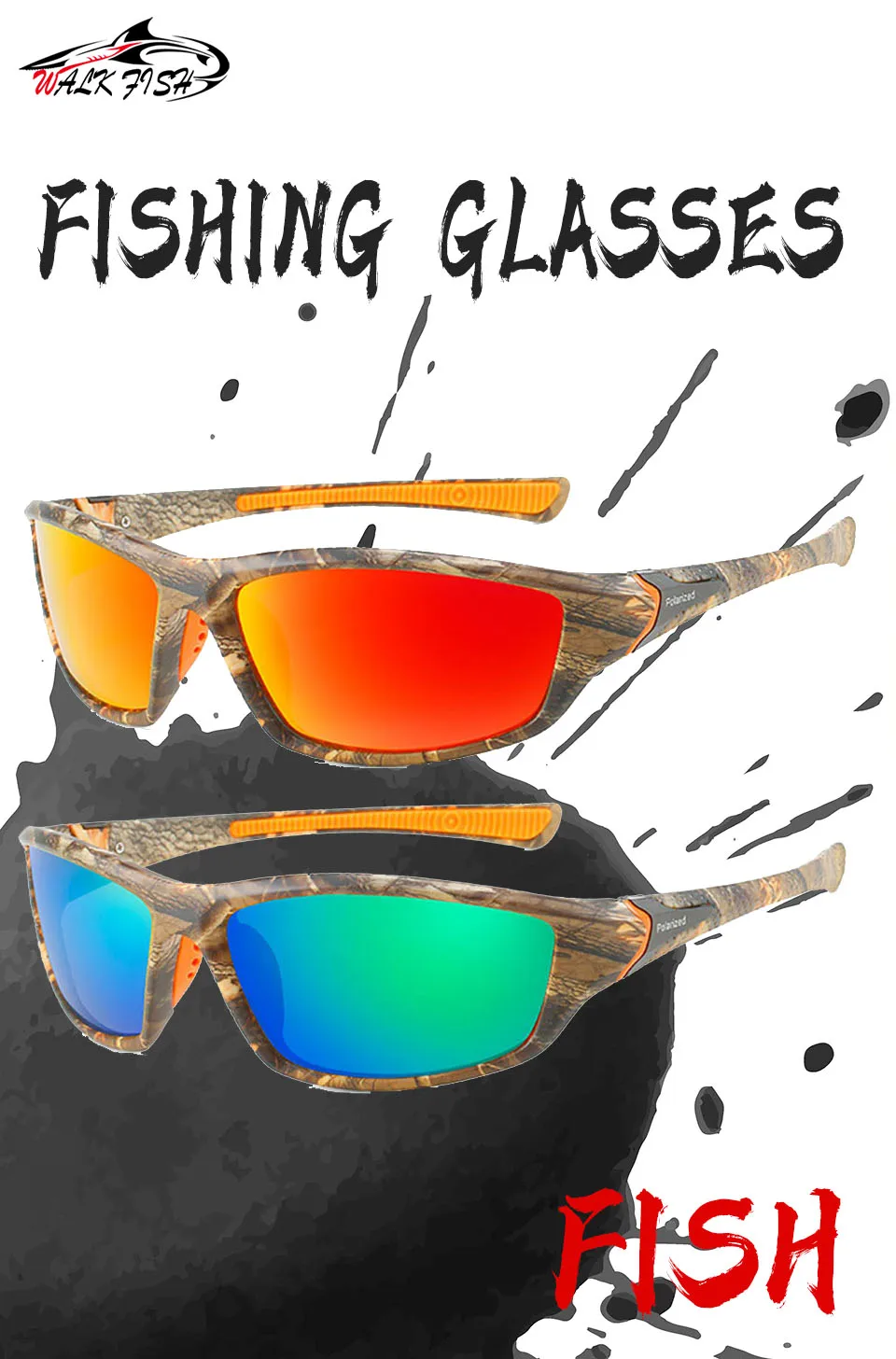 Gafas WALK FISH con lentes polarizados y montura negra
