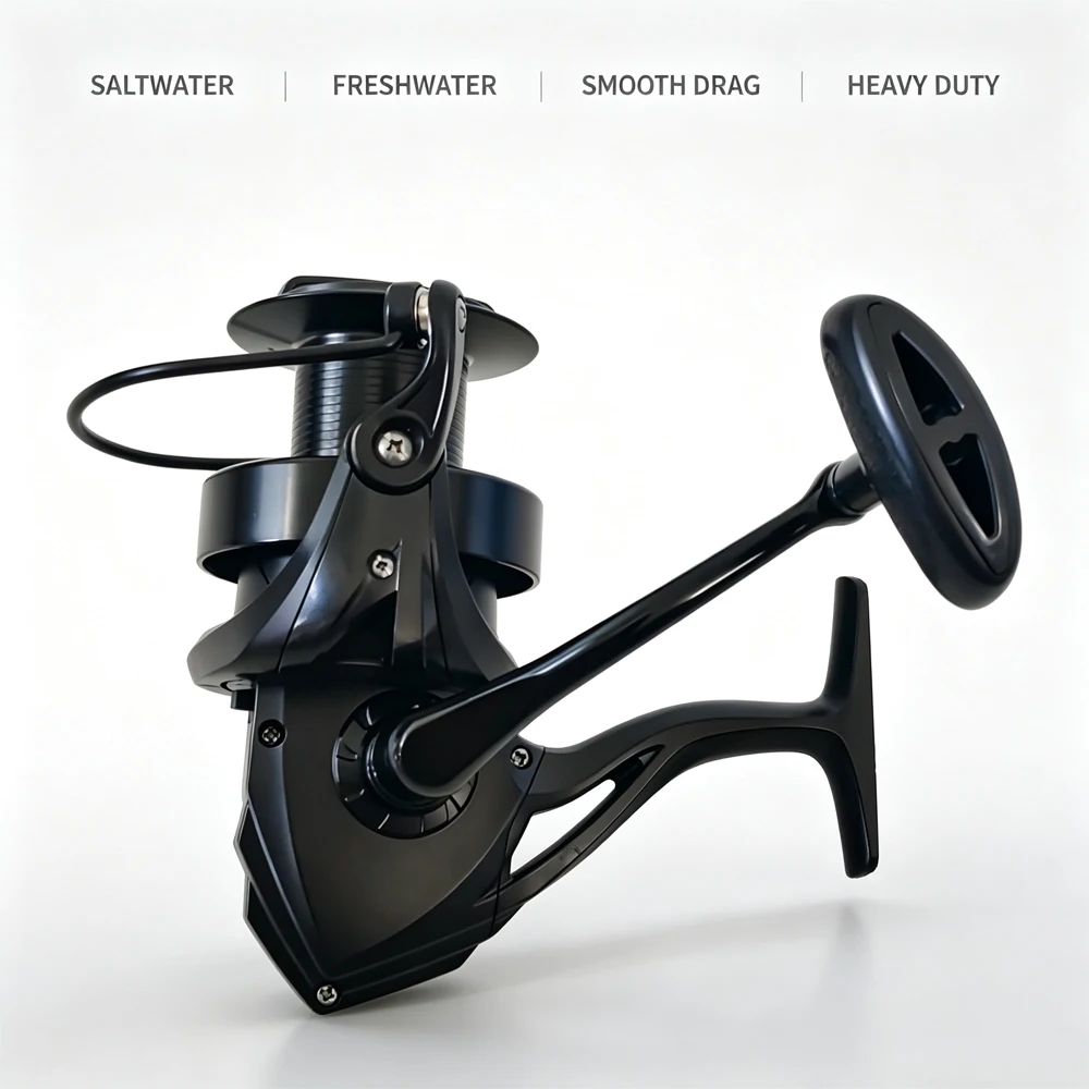 Carrete de pesca spinning ligero para lances largos black bass