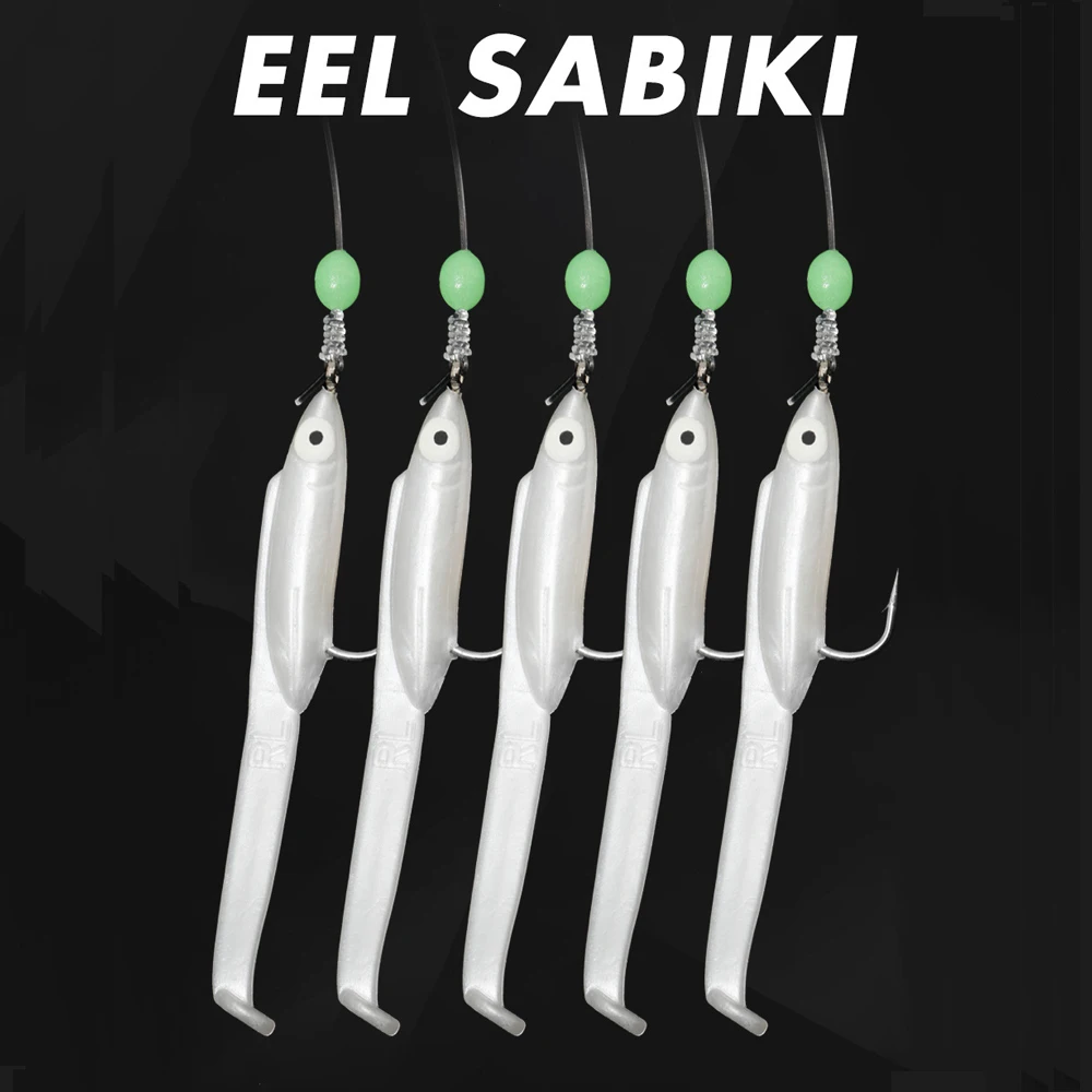 Cebos Sabiki Anguila con señuelos blancos y rojos