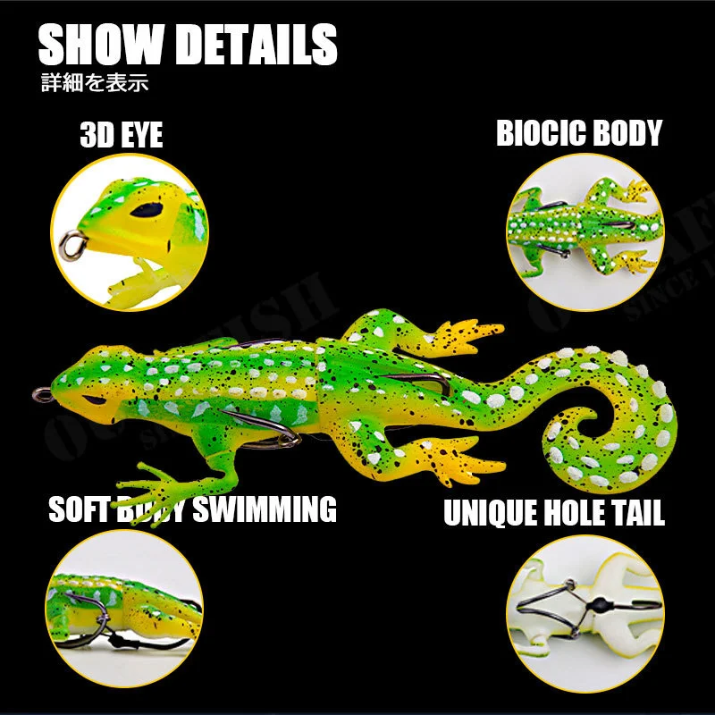 Gecko Softbait 13,5cm 21g – Señuelo de silicona con tres anzuelos - imagen 3