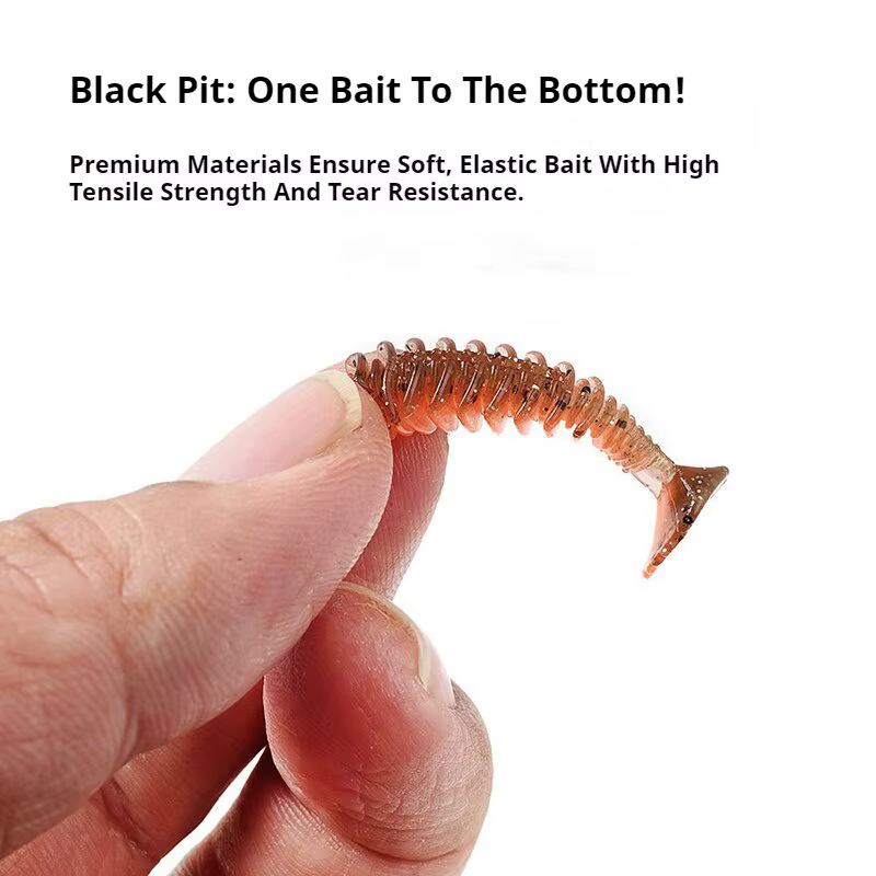 Vinilos TPR cola en T 4cm – Elásticos con giro inverso para pesca - imagen 5