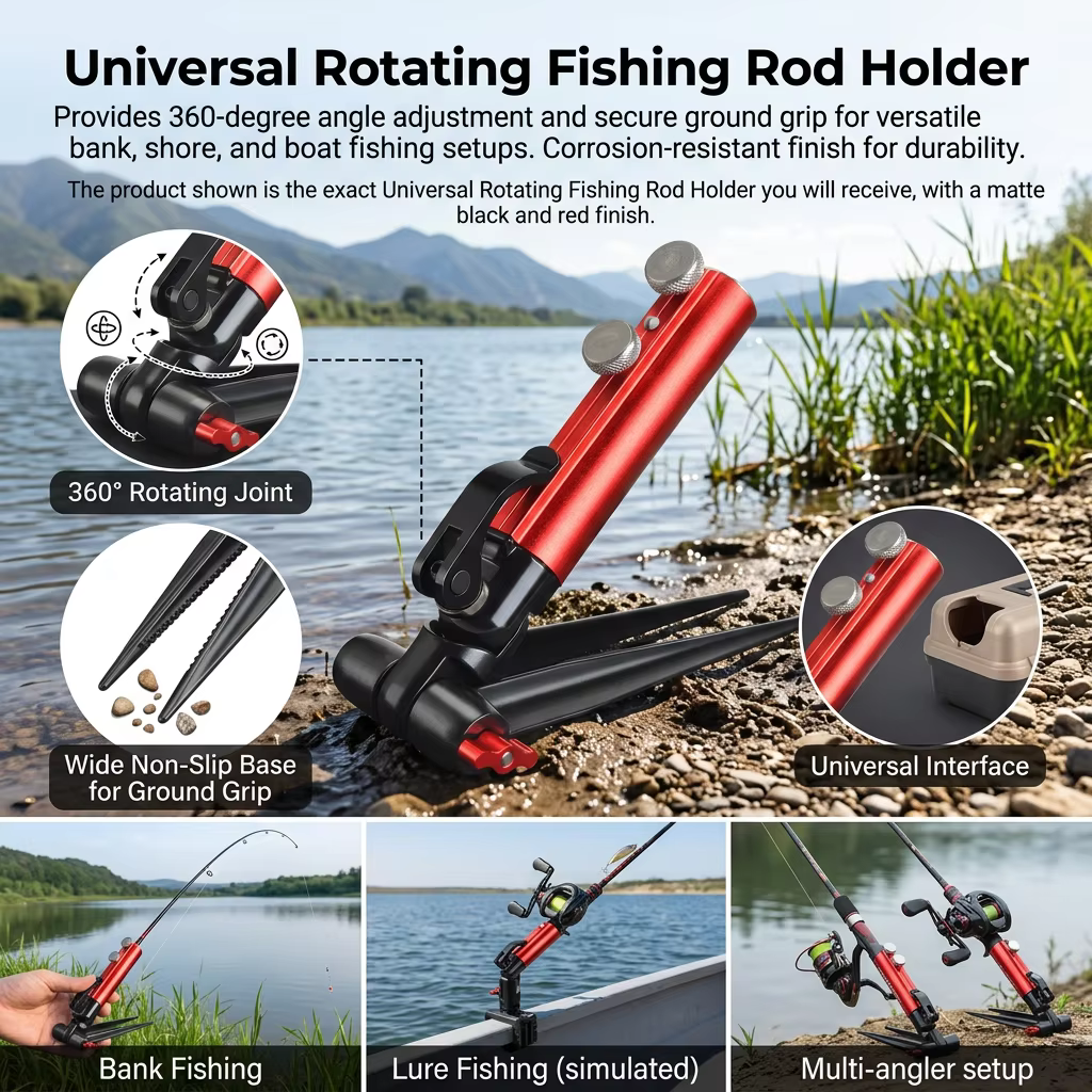 Portacañas de aluminio con giro 360° para pesca desde orilla - imagen 3