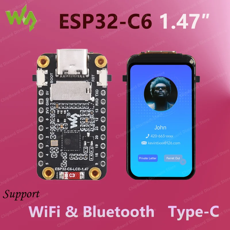 Waveshare ESP32-C6 pantalla táctil Arduino WiFi y Bluetooth