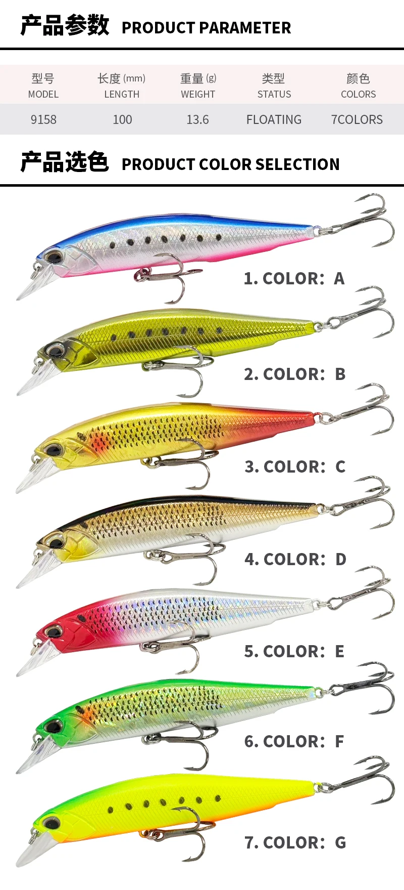 Señuelo tipo minnow listo para pesca con señuelos duros
