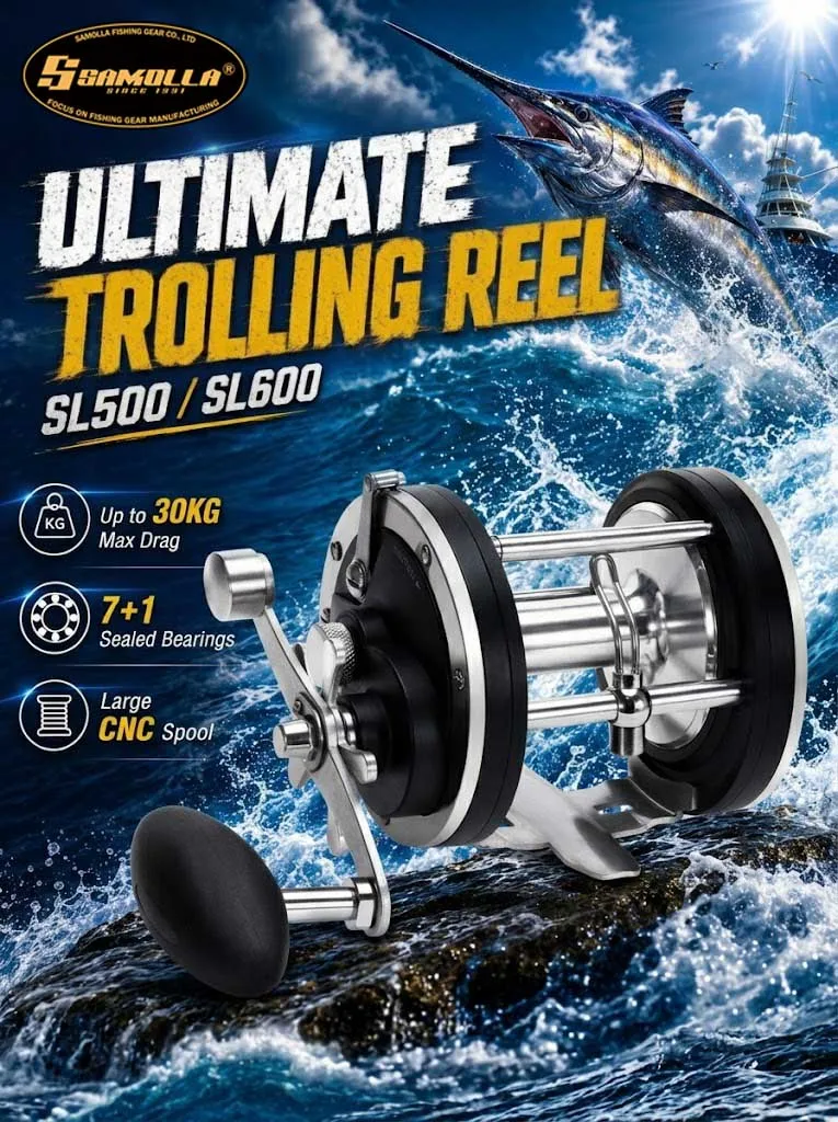 Carrete SAMOLLA para trolling con diseño orientado a control