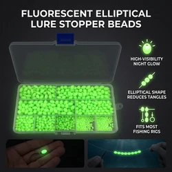 Caja de cuentas elípticas fluorescentes para señuelos nocturnos
