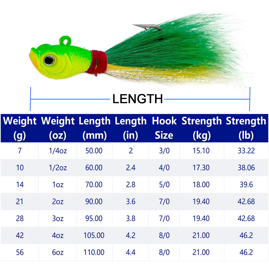 FishTrip Jig Head Bucktail 7-56g Multicolor - Trucha y Lubina Mar - imagen 5