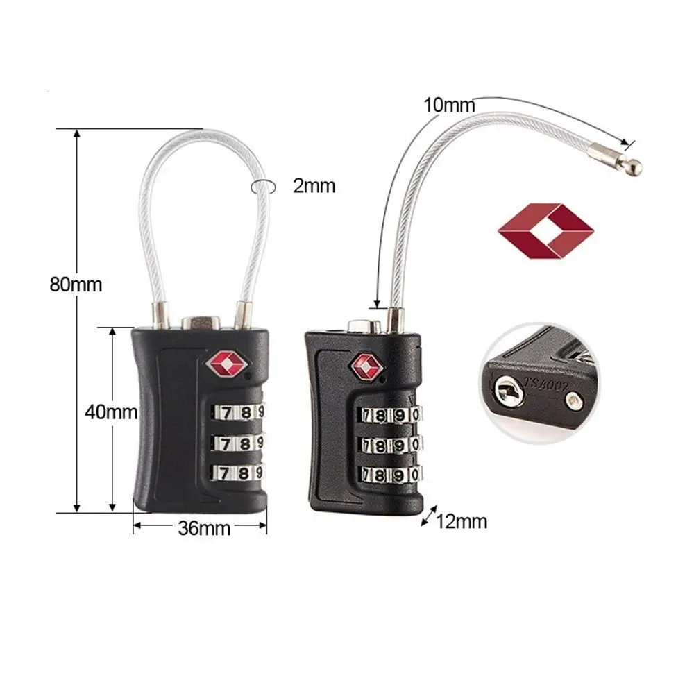 Cadenas TSA de 3 dígitos con cable para equipaje