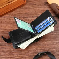 Cartera retro de piel PU para hombre con múltiples bolsillos