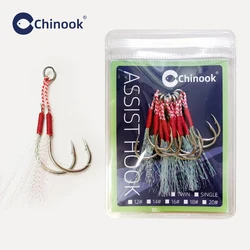 Chinook jigging lento: gancho de asistencia trenzado con pluma