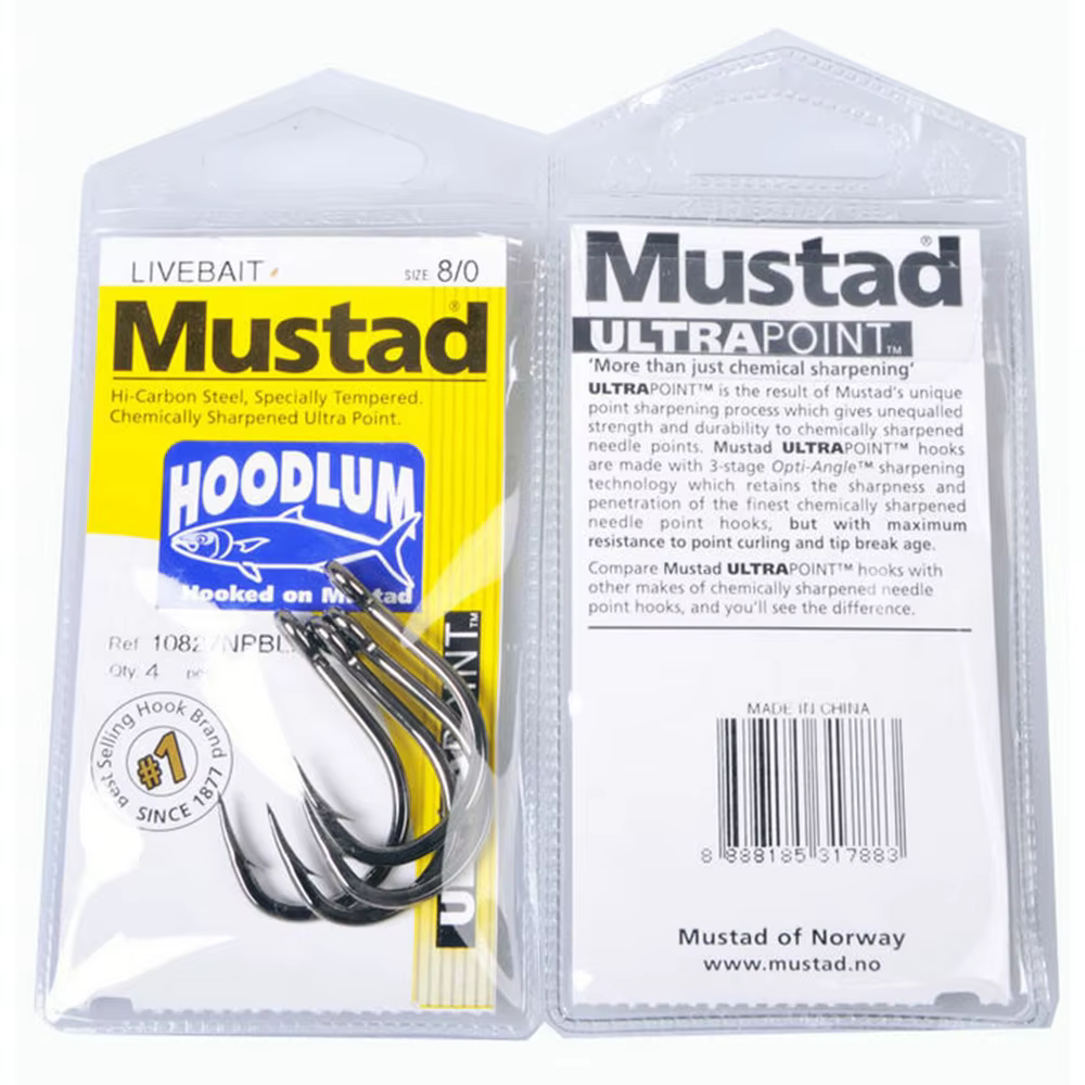 Mustad 10827 HOODLUM anzuelo ojo grande acero carbono para cebo - imagen 4