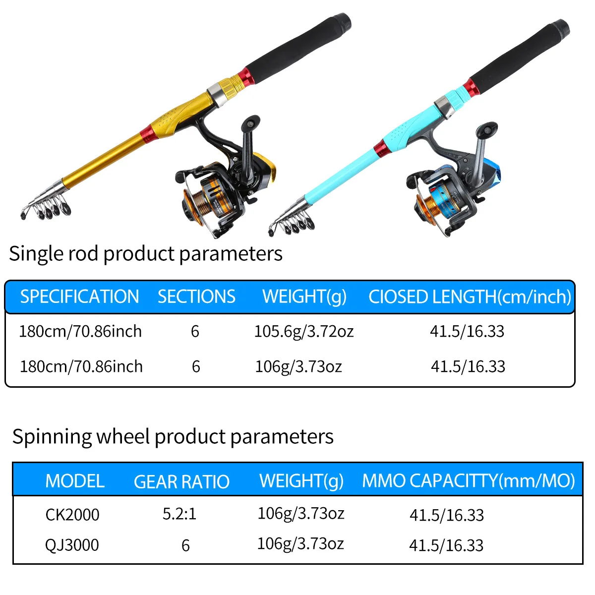 Kit de pesca con caña telescópica, carrete y señuelos duros y blandos - imagen 3