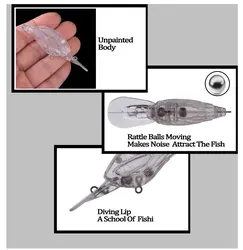 Chan’sHuang crankbait flotante sin pintar con sonajero