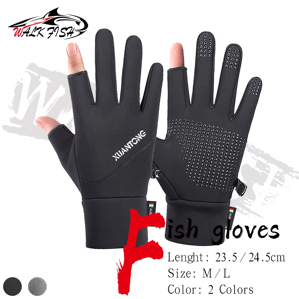WALK FISH Guantes de pesca UV antideslizantes sin dedos
