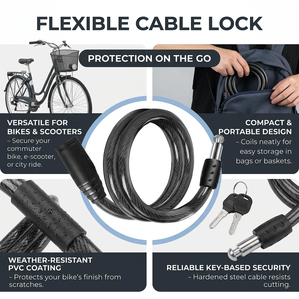 Candado para bicicleta de acero aleado antirrobo enrollable - imagen 3