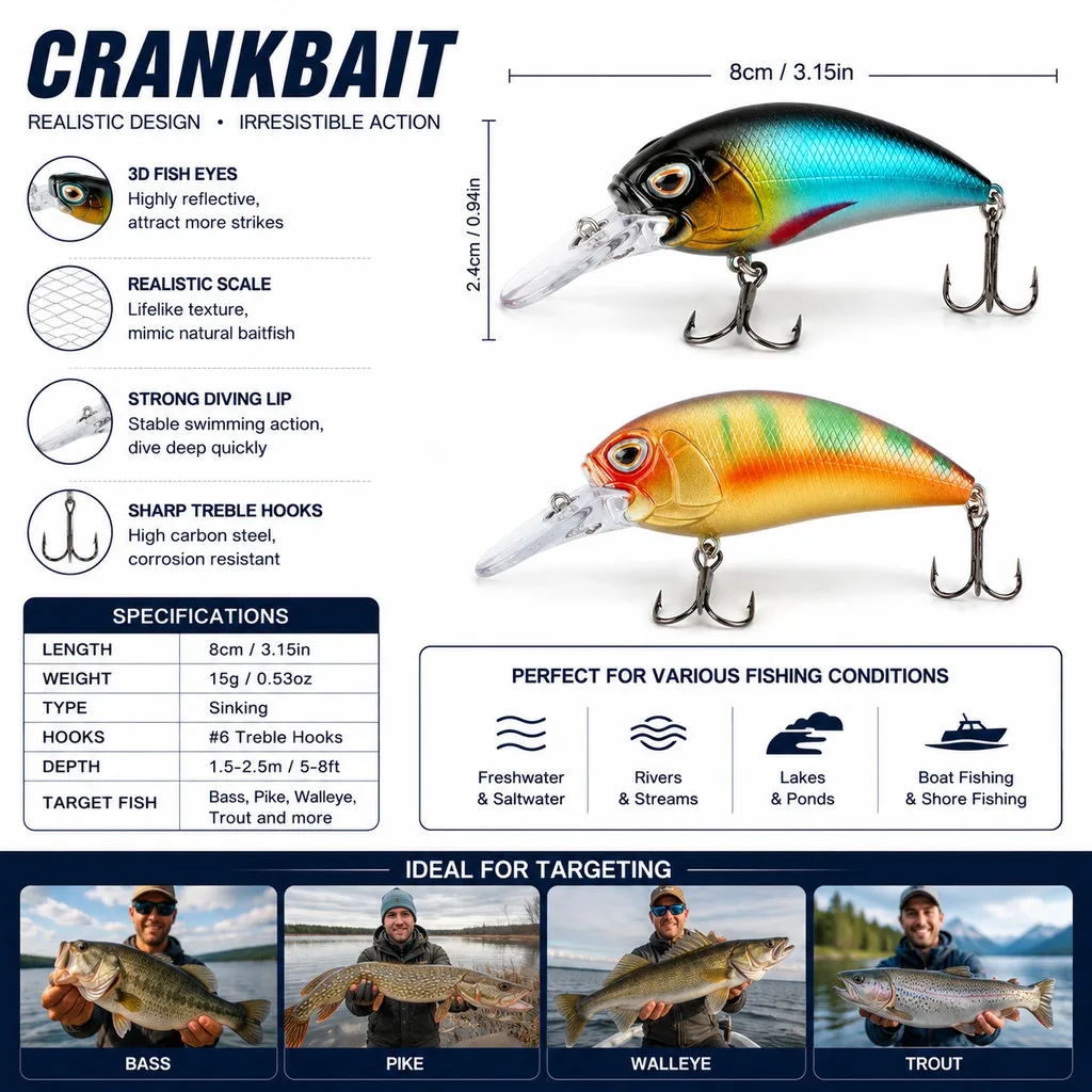 Swimbait Crankbait duro para lubina y trucha - imagen 5