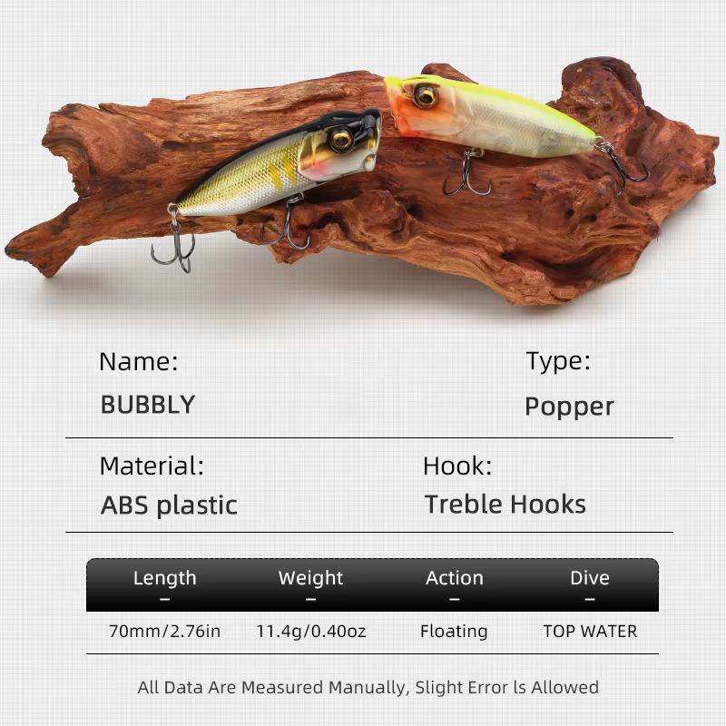 Popper LETOYO 70mm – Señuelo flotante para pesca de depredadores - imagen 3