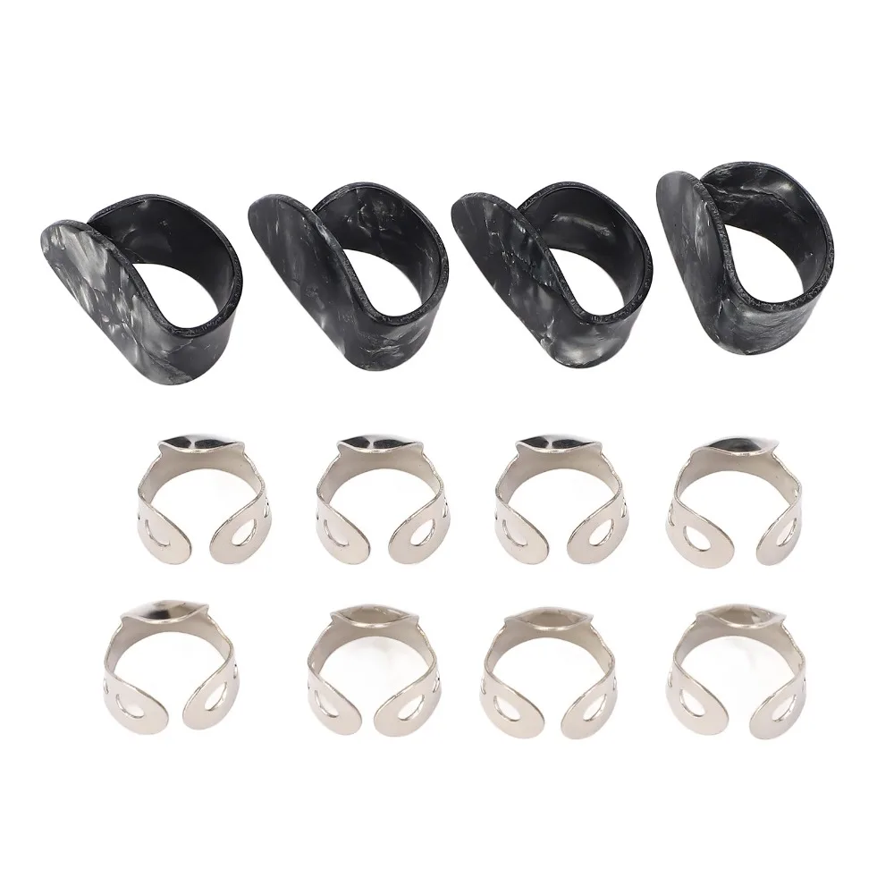 Set de púas de bajo ajustables metal-celuloide plata y negro - imagen 4