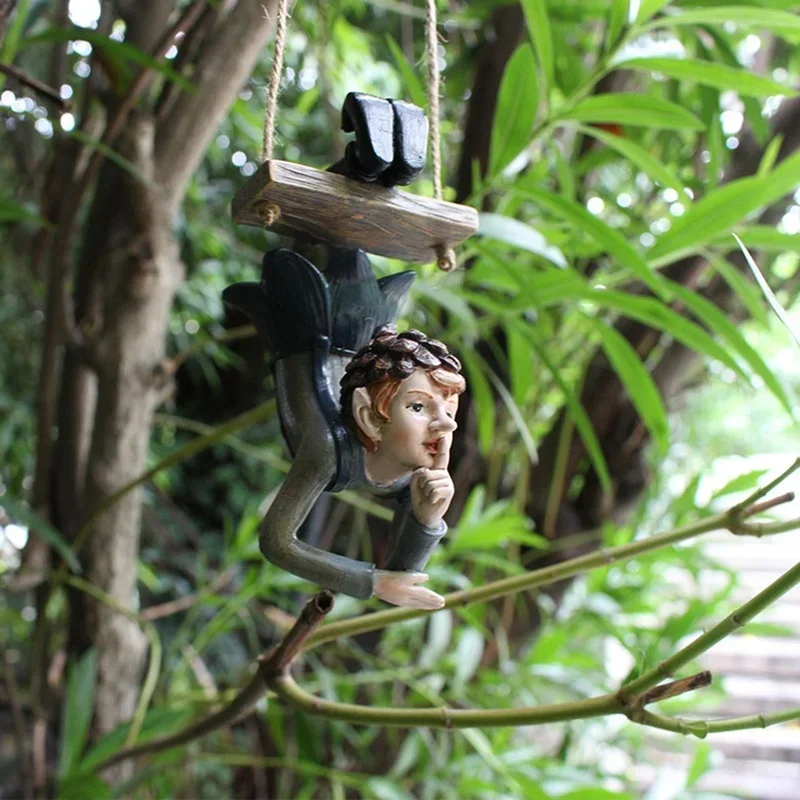 Columpio en miniatura de elfo de resina para jardín y patio - imagen 4