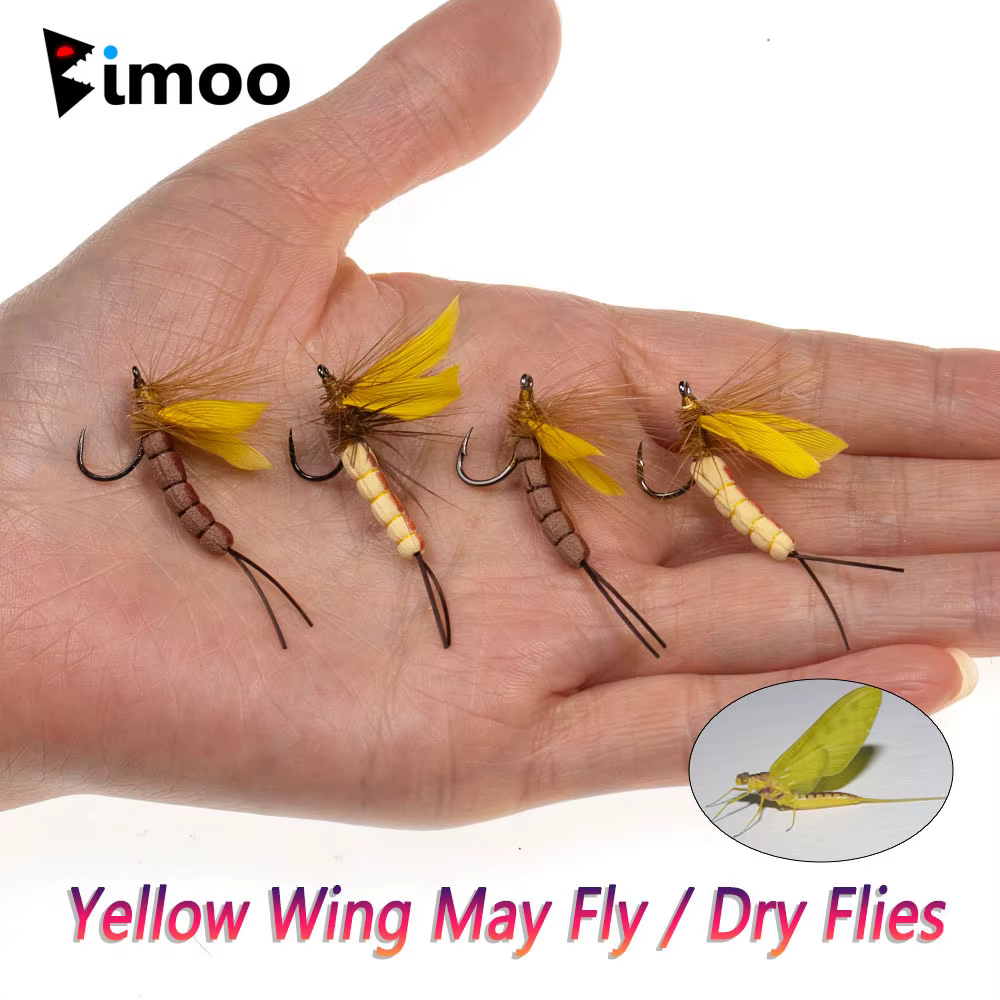 Bimoo Mosca Seca Drake Amarilla – Alas de pluma para río - imagen 3