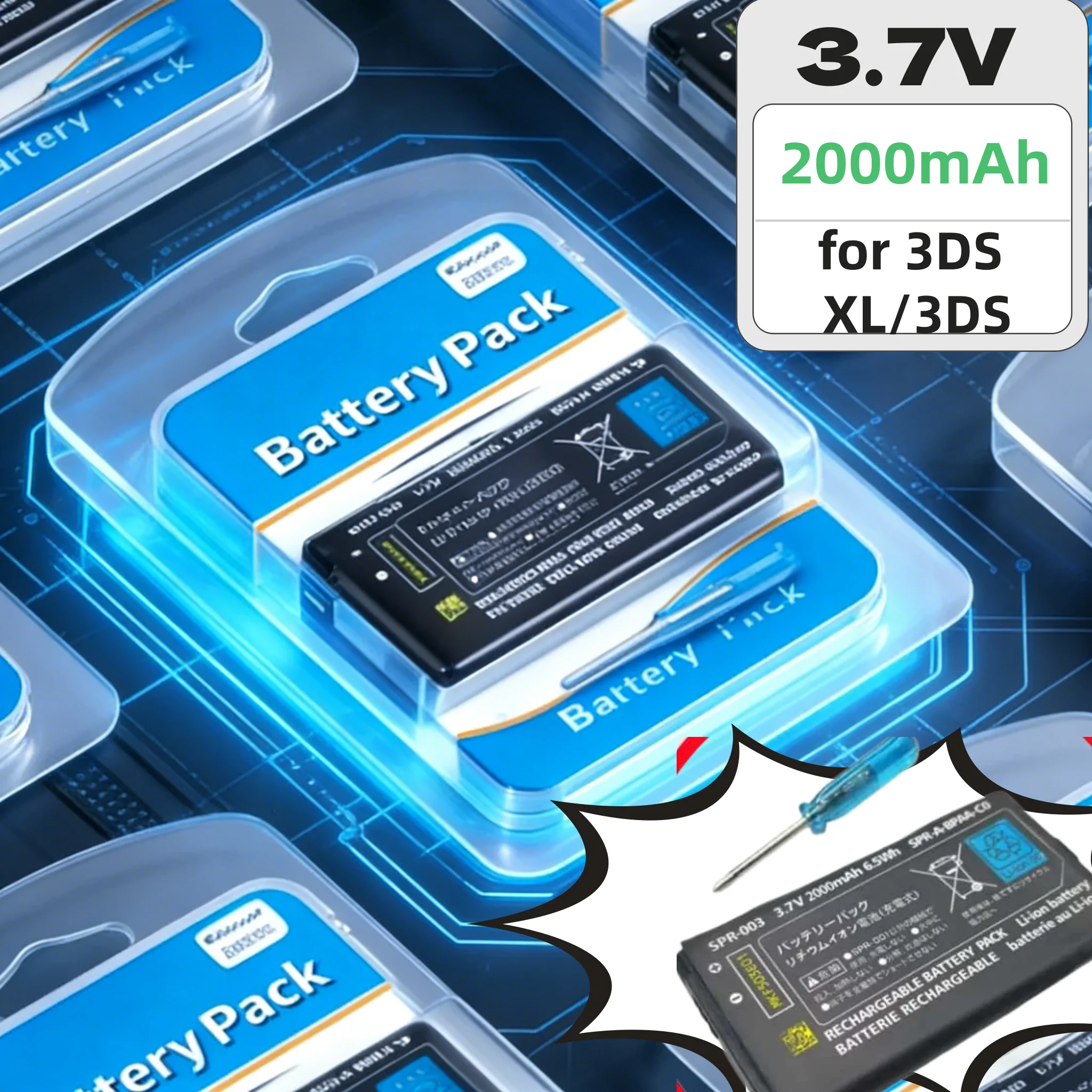 Batería SPR-003 y destornilladores para Nintendo 3DS XL