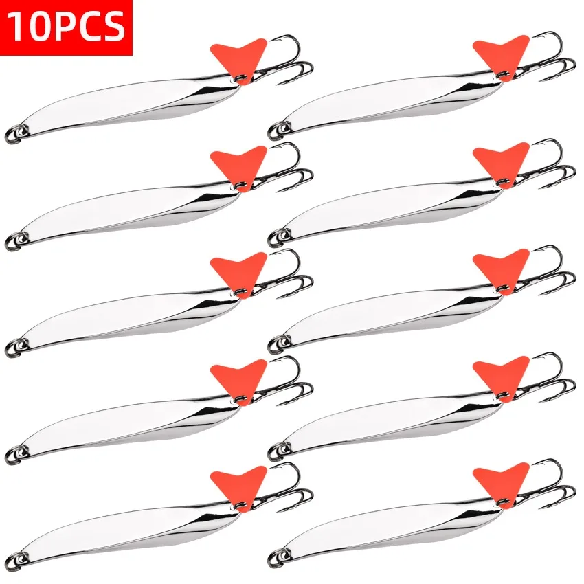 Cuchara wobbler plateada con lentejuelas para pesca en mar costera